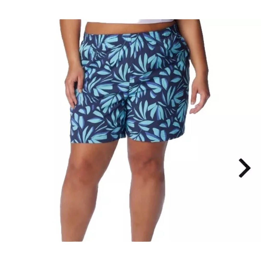 Columbia Sandy River Blue Leaf Print Shorts Size 2X